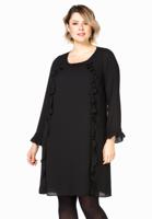 Yoek Dress frills | Zwart | Maat 46/48