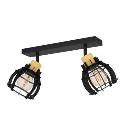 Eglo 2-lichts plafondlampStillington 1 zwart met hout - 43927