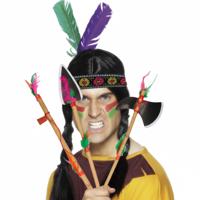 Indianen verkleed accessoires set - Veren tooi en speren/bijl - met ornamenten - volwassenen
