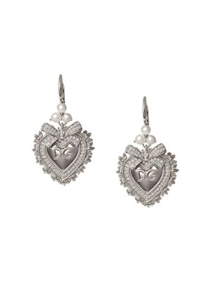 Dolce & Gabbana boucles d'oreilles en or blanc 18ct à perles et diamants Devotion - Argent