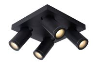 Lucide TAYLOR - Plafondspot Badkamer - LED Dim to warm - GU10 - 4x5W 2200K/3000K - IP44 - Zwart