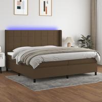 Boxspring met matras en LED stof donkerbruin 200x200 cm