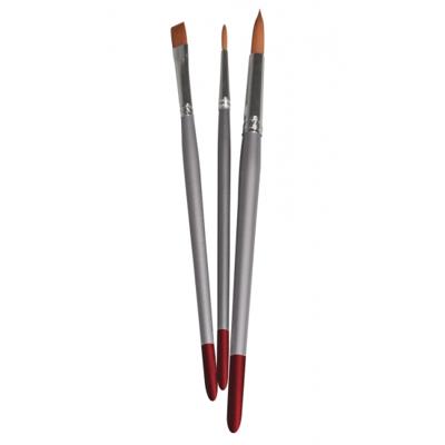 Rayher hobby Textielverf penselen - set van 3x stuks - houten steel - plat/rond - diverse maten