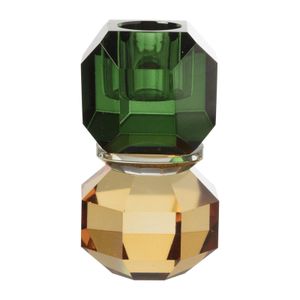 Kandelaar kristal - groen/oranje - ø5.5x9 cm