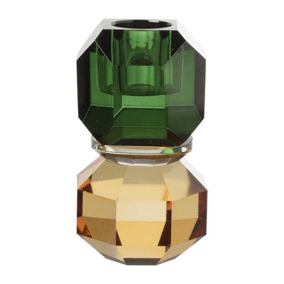 Kandelaar kristal - groen/oranje - ø5.5x9 cm