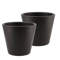 DK Design Bloempot/plantenpot - 2x - Vinci - zwart mat - voor kamerplant - D19 x H21 cm