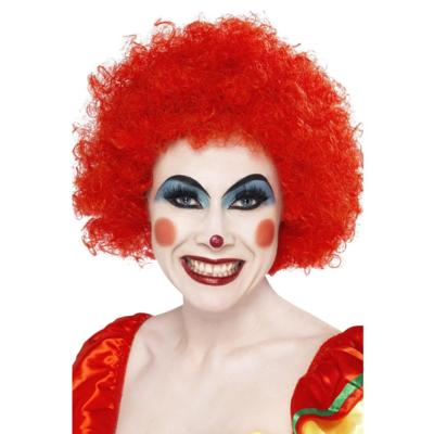 Clownspruik - rood - afro pruik - krullen - volwassenen - carnaval