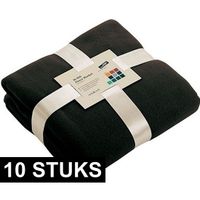 10x Fleece dekens/plaids zwart 130 x 170 cm - thumbnail