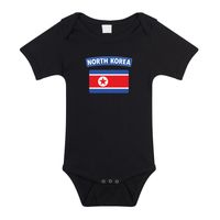 North-Korea romper met vlag Noord-Korea zwart voor babys - thumbnail