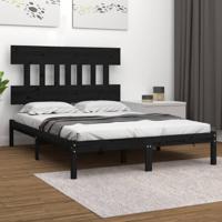Bedframe massief hout zwart 200x200 cm