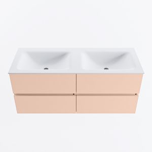 MONDIAZ VICA 120cm badmeubel onderkast Rosee 4 lades. Wastafel CLOUD dubbel 2 kraangaten, kleur Talc.