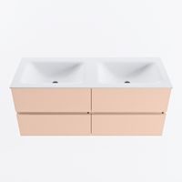 MONDIAZ VICA 120cm badmeubel onderkast Rosee 4 lades. Wastafel CLOUD dubbel 2 kraangaten, kleur Talc.