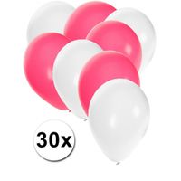 30x ballonnen wit en roze - thumbnail