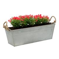 Plantenbak/bloembak Farmer - balkon/terras - zink - zilver - L37 x D13 X H10 cm