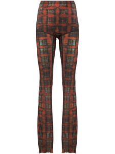 KNWLS pantalon évasé à motif tartan - Rouge