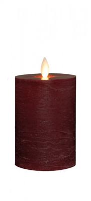 Stompkaars rustiek wax bewegende vlam 10x7,5 cm bordeaux - Annas collection