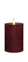 Stompkaars rustiek wax bewegende vlam 10x7,5 cm bordeaux - Annas collection