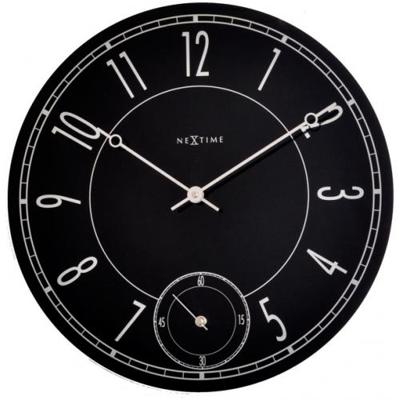 NeXtime klok 8144 leitbring, ø43 cm, wall, black/ silver glossy
