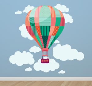 Sticker kind luchtballon wolken