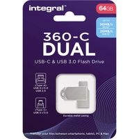 Integral 64GB 360-C Dual USB-C & USB 3.0 USB flash drive USB Type-A / USB Type-C 3.2 Gen 1 (3.1 Gen 1) Zilver - thumbnail