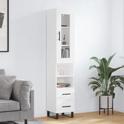Hoge kast 34,5x34x180 cm bewerkt hout wit
