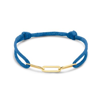 Armband zilver-satijn goudkleurig-blauw 13 - 26 cm