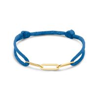 Armband zilver-satijn goudkleurig-blauw 13 - 26 cm