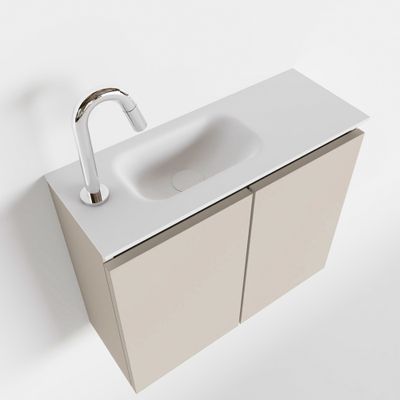 Toiletmeubel Mondiaz Ture | 60 cm | Meubelkleur Linen | Eden wastafel Talc Links | 1 kraangat