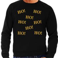 Foute Kersttrui/sweater voor heren - hohohohoho - zwart - glitter goud - Kerstfeest - thumbnail