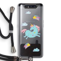 Vliegende eenhoorn: Samsung Galaxy A80 Transparant Hoesje met koord