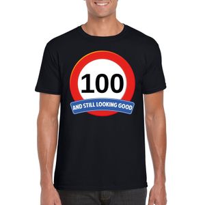 Verkeersbord 100 jaar t-shirt zwart heren