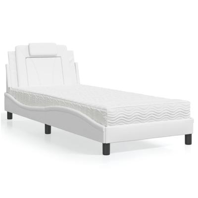 Bed met matras kunstleer wit 90x200 cm