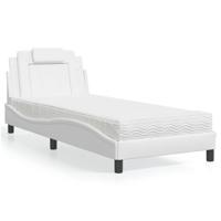 Bed met matras kunstleer wit 90x200 cm
