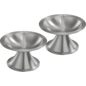 2x Luxe metalen kaarsenhouders zilver voor stompkaarsen van 5-6 cm