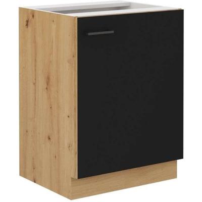 Onderkast - MODENA - 60 cm - 1 draaideur - Ambachtelijk eiken en mat zwart - CUISINIER