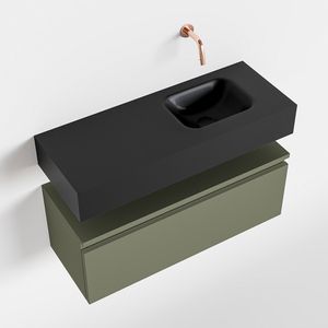 Toiletmeubel Mondiaz Andor | 80 cm | Meubelkleur Army | Lex vrijhangend wastafel Urban Rechts | Zonder kraangat