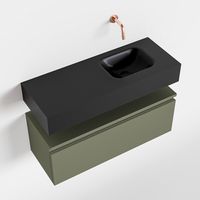 Toiletmeubel Mondiaz Andor | 80 cm | Meubelkleur Army | Lex vrijhangend wastafel Urban Rechts | Zonder kraangat