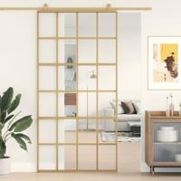 Schuifdeur 102,5x205 cm helder ESG-glas en aluminium goudkleur
