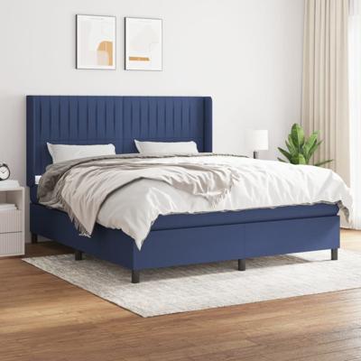Boxspring met matras stof blauw 160x200 cm