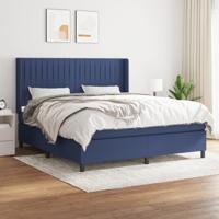Boxspring met matras stof blauw 160x200 cm