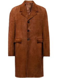 Prada manteau en daim à simple boutonnage - Marron