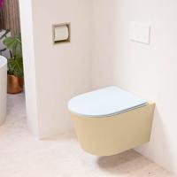 Wandcloset Mondiaz Lavie | Zonder spoelrand | Incl.Toiletzitting-Clay | Keramiek | Sand