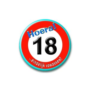 Button 18 jaar verkeersbord