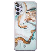 Samsung Galaxy A32 5G siliconen hoesje - Marmer blauw goud Samsung Galaxy A32 5G siliconen hoesje - Marmer blauw goud