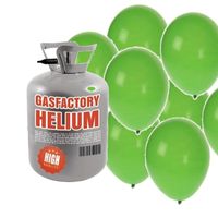 Helium tankje met 30 groene ballonnen   - - thumbnail