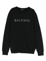 Balmain Kids sweat à logo orné de cristaux - Noir - thumbnail