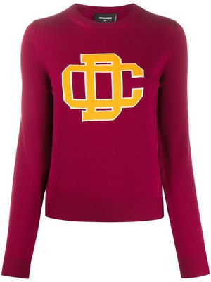 DSQUARED2 pull à logo intarsia - Rouge
