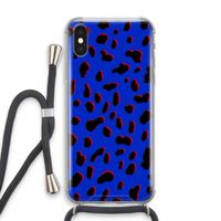 Blue Leopard: iPhone XS Transparant Hoesje met koord