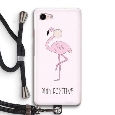 Pink positive: Pixel 3 Transparant Hoesje met koord