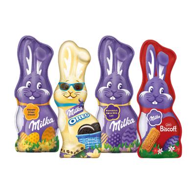 Milka paaspakket met mix aan chocolade paashazen